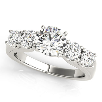 Silver Single Row Engagement Ring Prong Set